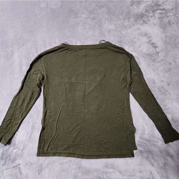 Zara Collection B/W Shirt Womens Mex 26 (S)  Green Artwork Long Sleeve - Picture 3 of 4